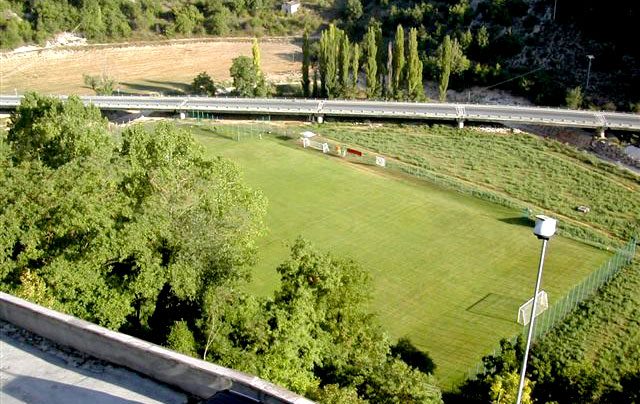 il campo d'allenamento dell'Arezzo a Cascia